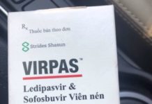 Thuốc Virpas (hộp 28 viên), hoạt chất Sofosbuvir+Ledipasvir thuoc virpas hop 28 vien hoat chat sofosbuvir va ledipasvir